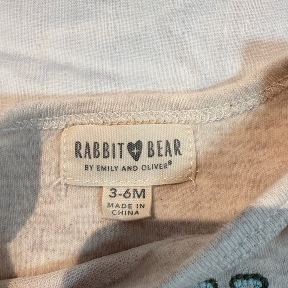 Rabbit + Bear - Organic Cotton Baby Outfit with Green Pants and Gray Top - Picture 3 of 5